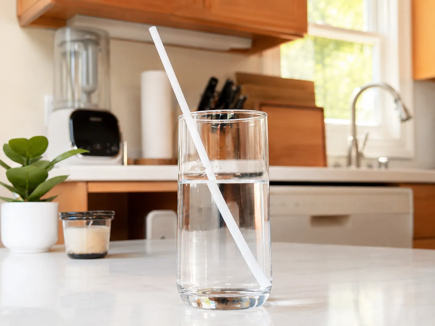 PureStalk 6mm Standard Drinking Straws - Plant-Based PLA - 0.24x8.3" (6x210mm) - In Use