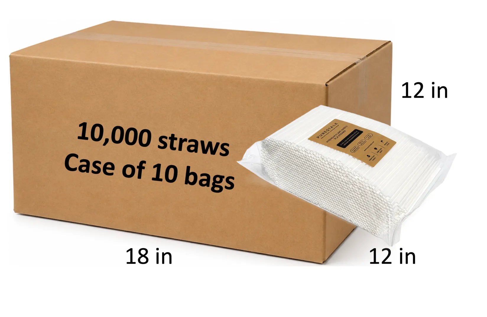 PureStalk 5mm Cocktail Drinking Straws - Plant-Based PLA - 0.20x5.5" (5x140mm) - Case