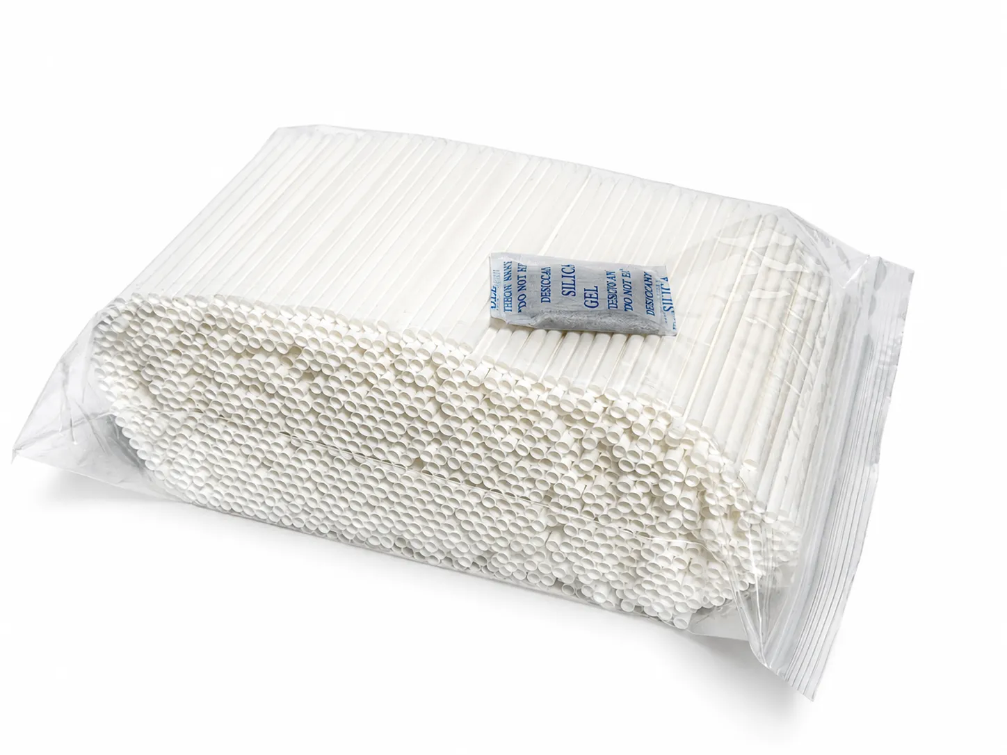 PureStalk 5mm Cocktail & Stirrer Drinking Straws - Plant-Based PLA - 0.20x5.5" (5x140mm) - Unwrapped Being Stored in a Bag Back with a Pack of Desiccants