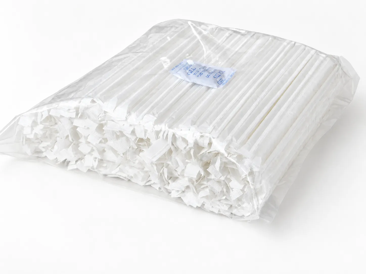 PureStalk 6mm Standard Drinking Straws - Plant-Based PLA - 0.24x8.3" (6x210mm) - Wrapped Being Stored in a Bag Back with a Pack of Desiccants